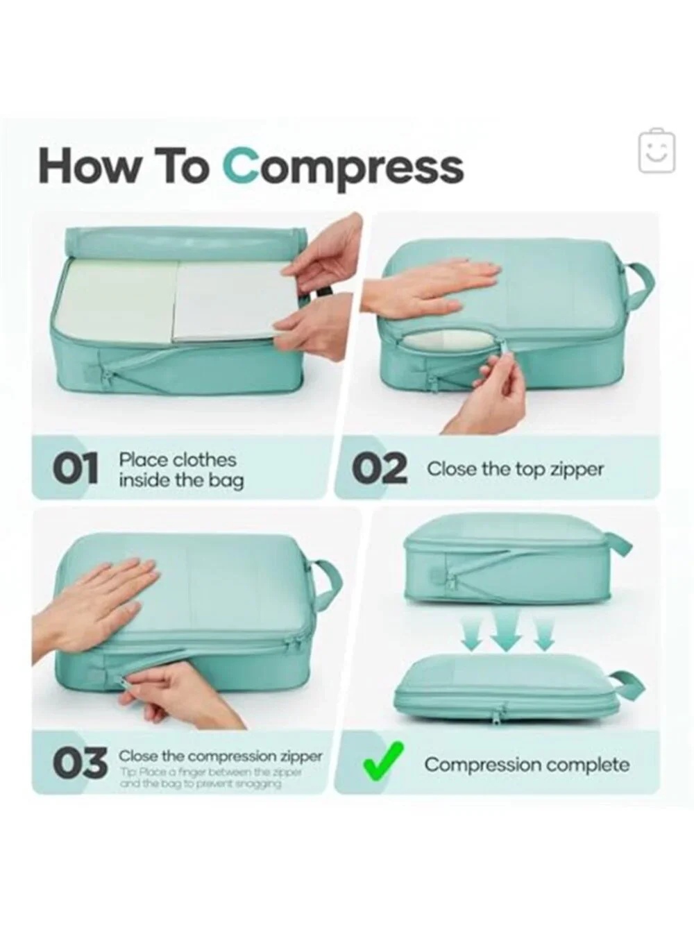 Compression Packing Cubes Travel Organizer Set Luggage Storage Bags 11Pc